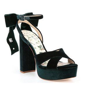 ISO:Antonio Melani x Nicola Bathie Lila Velvet Bow Detail Platform Dress Sandals